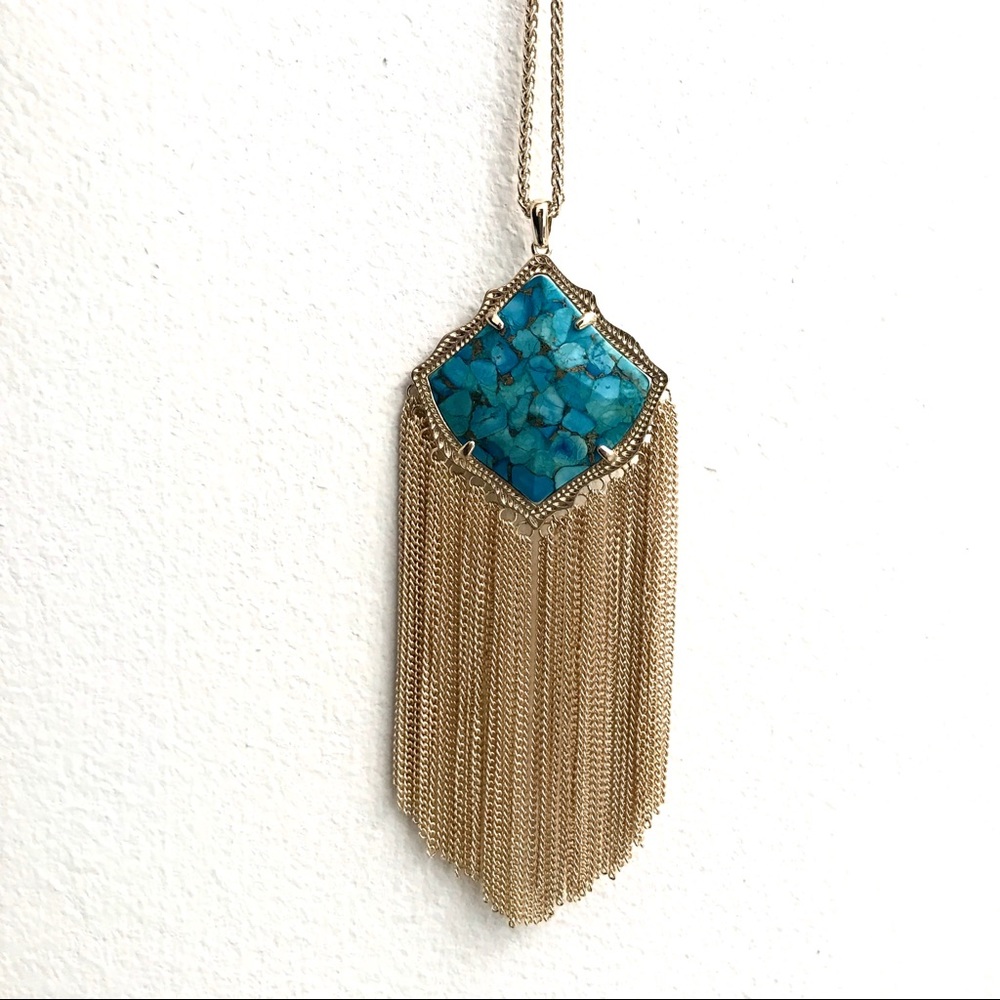 Kendra Scott Kingston Turquoise Tassel Necklace - Picture 3 of 7
